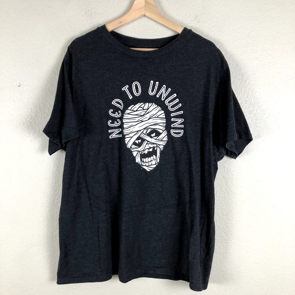 Halloween Shirt Mens 2X Large Black White Mummy Celebrate Halloween Graphic Tee